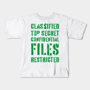 Classified Files Typography Stack (Green) Kids T-Shirt